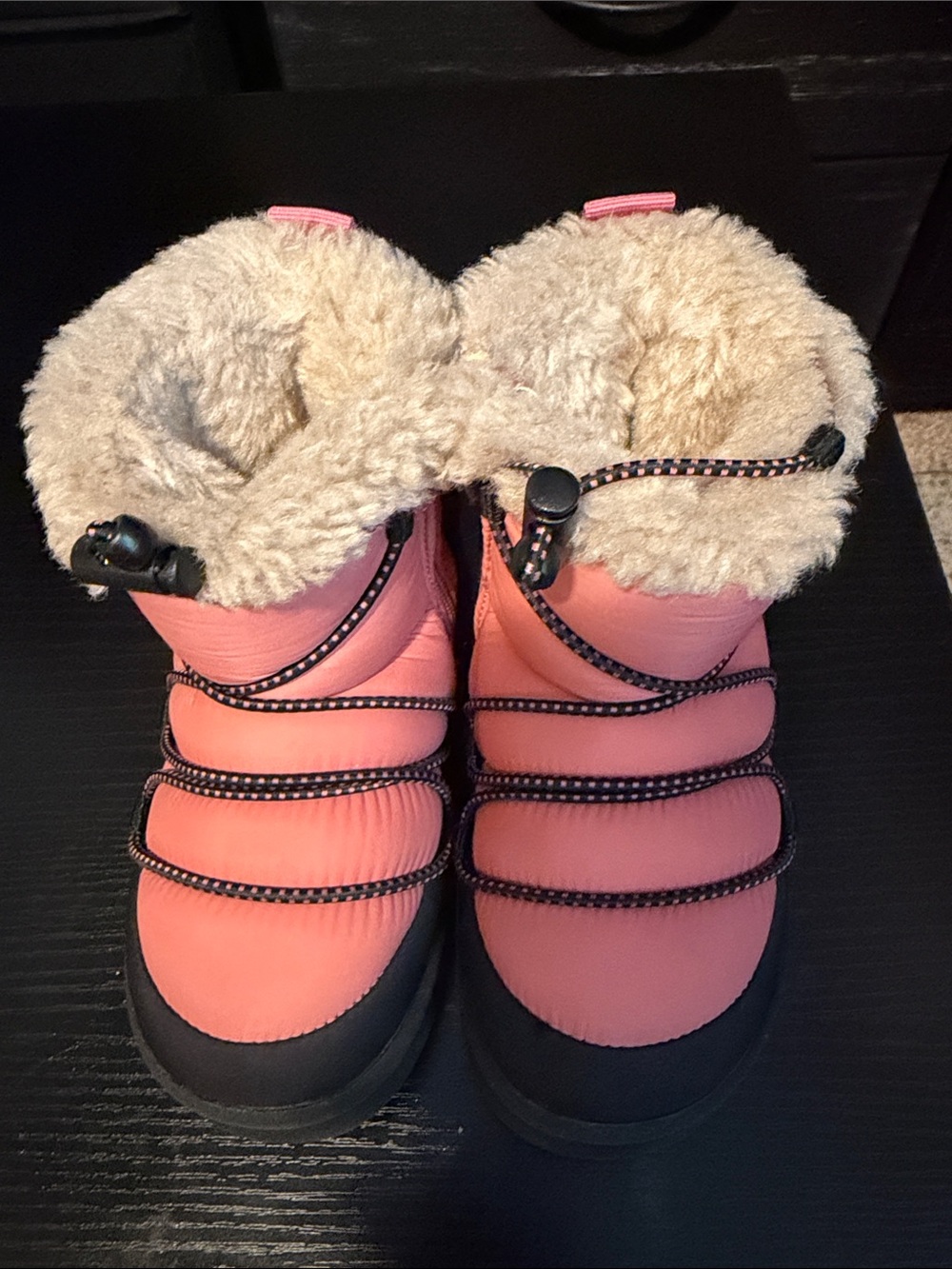 Kids Pink Faux-Fur Winter Boots
